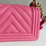Chanel Boy 20cm Pink Grained Calfskin with Gold Hardware #GULYC-1 - Image 6