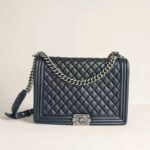 Chanel Boy Large 30cm Black Calf Leather with Ruthenium Hardware #RERL-1