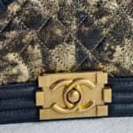 Chanel Boy Medium 25cm Black/brown Calf Leather with Gold Hardware #REOS-1 - Image 21