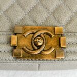 Chanel Boy Medium 28cm Grey Calf Leather with Gold Hardware #RCOS-3 - Image 16
