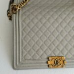 Chanel Boy Medium 28cm Grey Calf Leather with Gold Hardware #RCOS-3 - Image 3