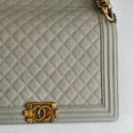 Chanel Boy Medium 28cm Grey Calf Leather with Gold Hardware #RCOS-3 - Image 4