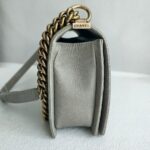 Chanel Boy Medium 28cm Grey Calf Leather with Gold Hardware #RCOS-3 - Image 8