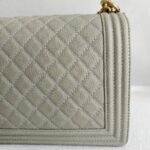 Chanel Boy Medium 28cm Grey Calf Leather with Gold Hardware #RCOS-3 - Image 6