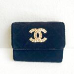 Chanel Card Holder Black Velvet with Leather and Gold Hardware #RCRR-6