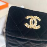 Chanel Card Holder Black Velvet with Leather and Gold Hardware #RCRR-6 - Image 3