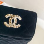 Chanel Card Holder Black Velvet with Leather and Gold Hardware #RCRR-6 - Image 4