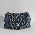 Chanel Flap Bag Blue Satin with Ruthenium Hardware #RCOK-1