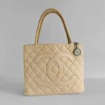 Chanel Medallion Bag Beige Grained Calfskin with Silver Hardware #RCYC-2