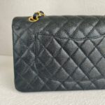 Chanel Medium Double Flap Black Grained Calfskin with Gold Hardware #RKEC-1 - Image 6