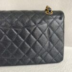 Chanel Medium Double Flap Black Grained Calfskin with Gold Hardware #RKEC-1 - Image 7