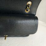 Chanel Medium Double Flap Black Grained Calfskin with Gold Hardware #RKEC-1 - Image 24
