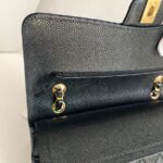 Chanel Medium Double Flap Black Grained Calfskin with Gold Hardware #RKEC-1 - Image 19