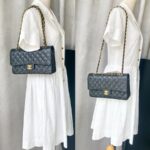 Chanel Medium Double Flap Black Grained Calfskin with Gold Hardware #RKEC-1 - Image 41