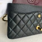 Chanel Medium Double Flap Black Grained Calfskin with Gold Hardware #RKEC-1 - Image 25