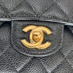 Chanel Medium Double Flap Black Grained Calfskin with Gold Hardware #RKEC-1 - Image 5