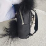 Fendi Karl Lagerfeld Mini Backpack charm Black Nylon with Fur and Silver Hardware #RLOR-4 - Image 4