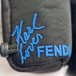 Fendi Karl Lagerfeld Mini Backpack charm Black Nylon with Fur and Silver Hardware #RLOR-4 - Image 12