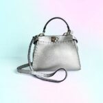 Fendi Mini Peekaboo Silver Selleria Calf Leather with Silver Hardware #RURT-6