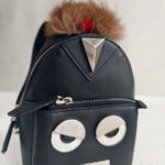 Fendi Monster Micro Backpack Charm Black Nylon/ Leather and Silver Hardware #RLOU-2 - Image 3