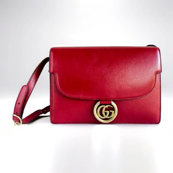 Gucci 2way Bag Red Calf Leather with Gold Hardware #GULSR-1