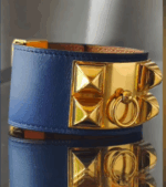 Hermes CDC Bracelet Blue Swift Leather With Gold Plated Hardware #GULTS-5 (1)