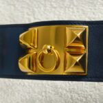 Hermes CDC Bracelet Size S Blue Swift Leather With Gold Plated Hardware #GULTS-5 - Image 3
