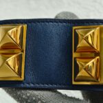 Hermes CDC Bracelet Size S Blue Swift Leather With Gold Plated Hardware #GULTS-5 - Image 4