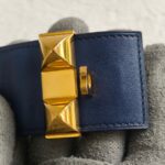Hermes CDC Bracelet Size S Blue Swift Leather With Gold Plated Hardware #GULTS-5 - Image 7
