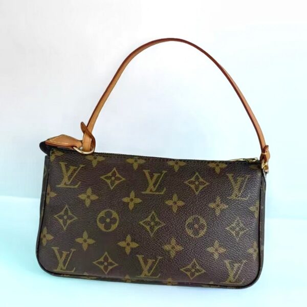 LV Pochette Accessories Brown Monogram Canvas with Leather and Gold Hardware #RCRL-1