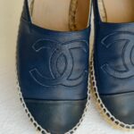 Chanel Espadrilles Size 38 Navy Blue/Black Lambskin #RKCT-3 - Image 3