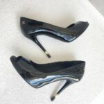 Chanel Peeptoe Size 36C Black Patent Leather Shoes #RKKR-11 - Image 5