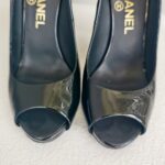 Chanel Peeptoe Size 36C Black Patent Leather Shoes #RKKR-11 - Image 3