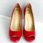 Christian Louboutin Peeptoe Size 36 Red Patent Leather Shoes #RKKR-12
