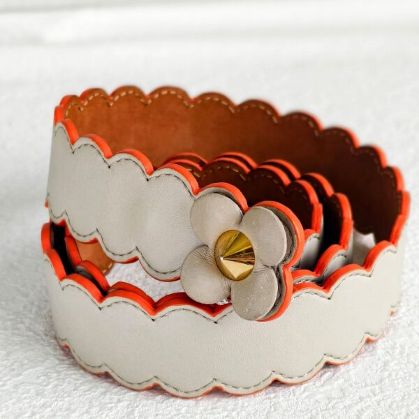Fendi Belt Size 8534 Grey Calf Leather with Gold Hardware #RKUS-12