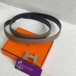 Hermes Mini Constance Reversible Belt Etoupe/Black Size 100cm #RCYU-2 - Image 2