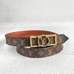 LV Dauphine 25mm Reversible Belt Monogram Canvas with Leather and Gold Hardware #RKUS-15