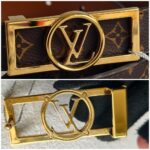 LV Dauphine 25mm Reversible Belt Monogram Coated Canvas with Leather and Gold Hardware #RKUS-15 - Image 2