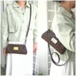 LV Eva Pochette Brown Damier Ebene Coated Canvas with Leather and Gold Hardware #RKYY-1 - Image 20