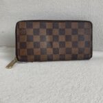 LV Wallet Brown Damier Ebene Coated Canvas with Leather and Gold Hardware #RKLY-10