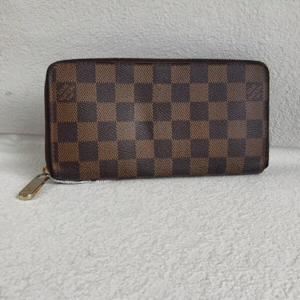 LV Wallet Brown Damier Ebene Coated Canvas with Leather and Gold Hardware #RKLY-10