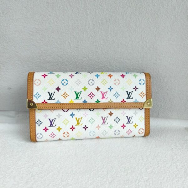 LV Wallet Multicolor Monogram Coated Canvas with Leather and Gold Hardware #RKLY-9