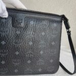 MCM Clutch Bag Black Visetos Monogram Canvas and Silver Hardware #RKKL-1 - Image 4