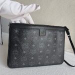 MCM Clutch Bag Black Visetos Monogram Canvas and Silver Hardware #RKKL-1 - Image 2