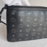 MCM Clutch Bag Black Visetos Monogram Canvas and Silver Hardware #RKKL-1 - Image 6