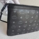 MCM Clutch Bag Black Visetos Monogram Canvas and Silver Hardware #RKKL-1 - Image 8