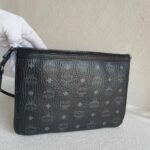 MCM Clutch Bag Black Visetos Monogram Canvas and Silver Hardware #RKKL-1 - Image 5