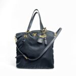 Prada 2way Bag Black Nylon and Leather with Gold Hardware #GULTU-2