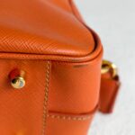 Prada Small Boston Bag Orange Saffiano Leather with Gold Hardware #RKUS-2 - Image 16