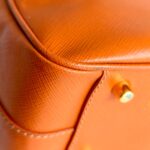 Prada Small Boston Bag Orange Saffiano Leather with Gold Hardware #RKUS-2 - Image 15